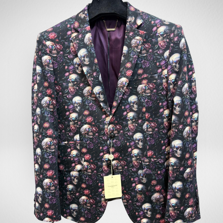 Claudio Lugli Skull and Rose Print Jacket