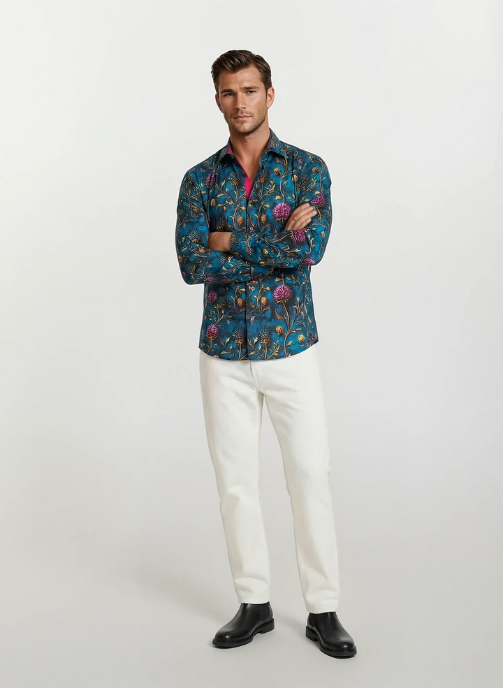 Claudio Lugli Midnight Thistle Print Shirt