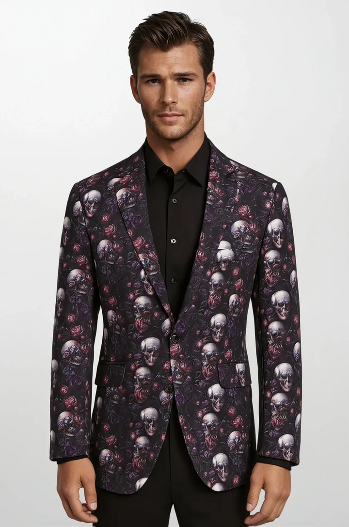 Claudio Lugli Skull and Rose Print Jacket